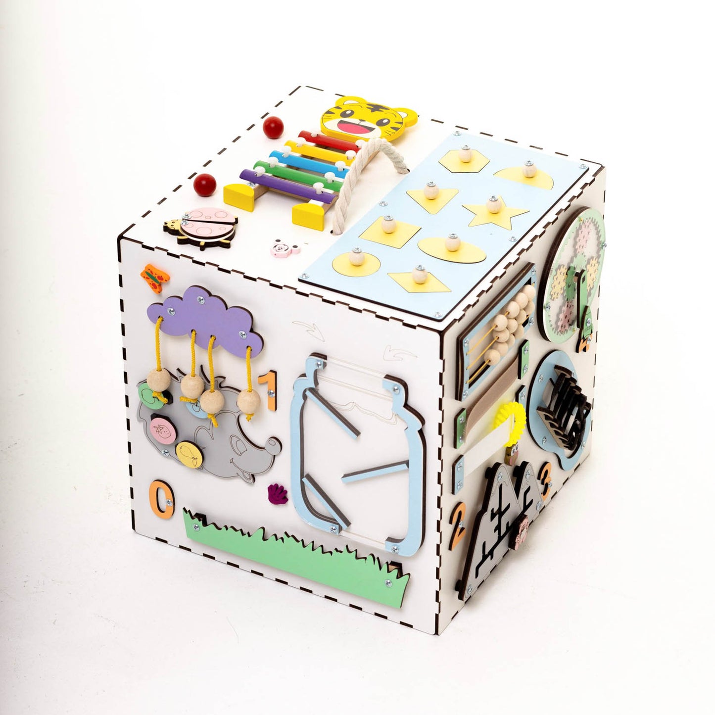 Бізікуб 30×30 для хлопчиків білий