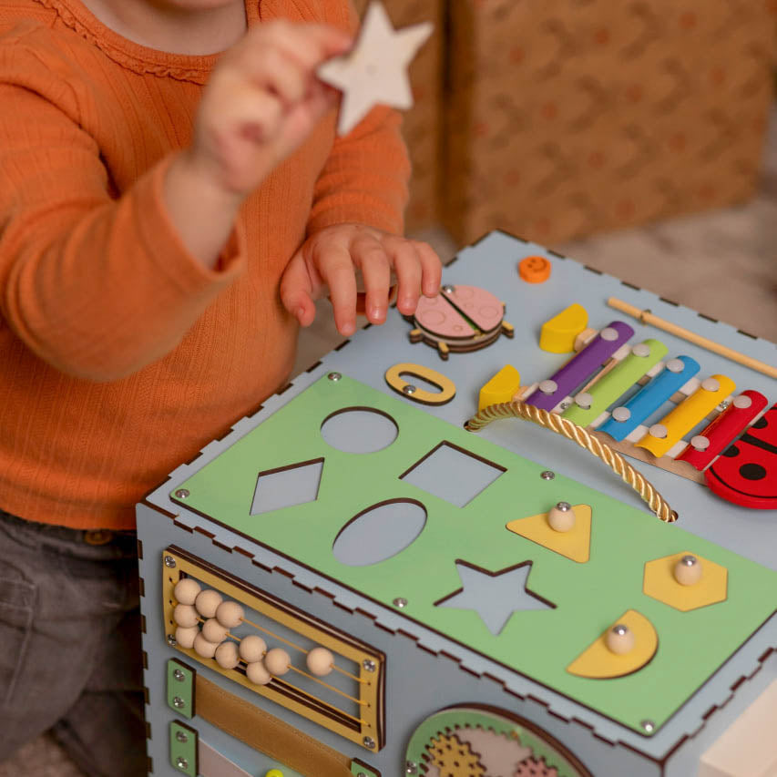 Бізікуб 30×30 для хлопчиків синій