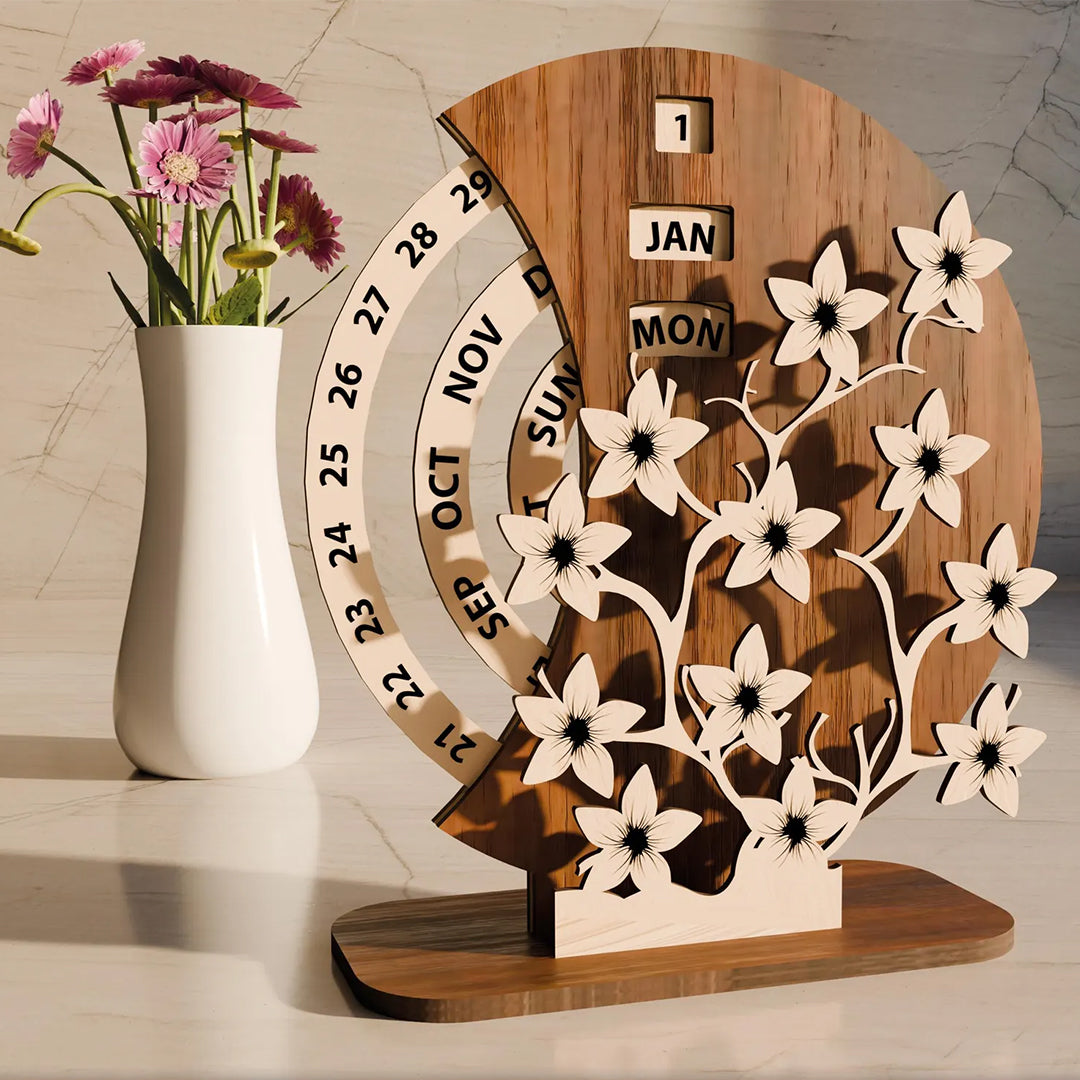 Дерев’яний вічний календар “Квітучий час”