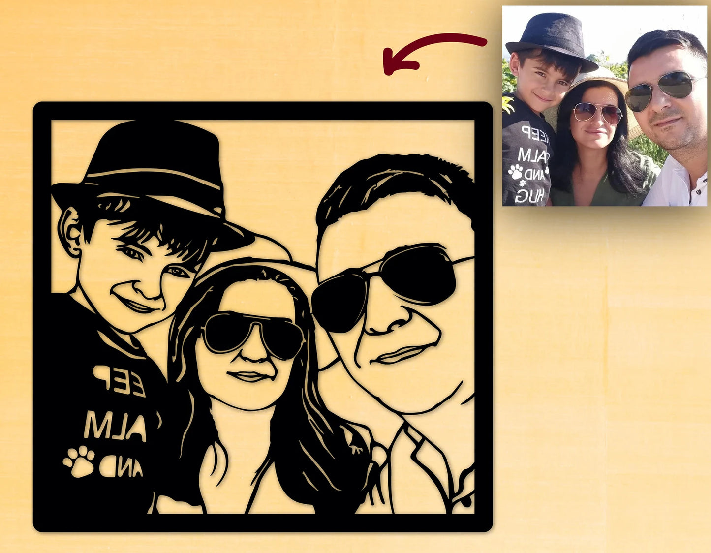 Laser Art Панно — портрет з фото на дереві