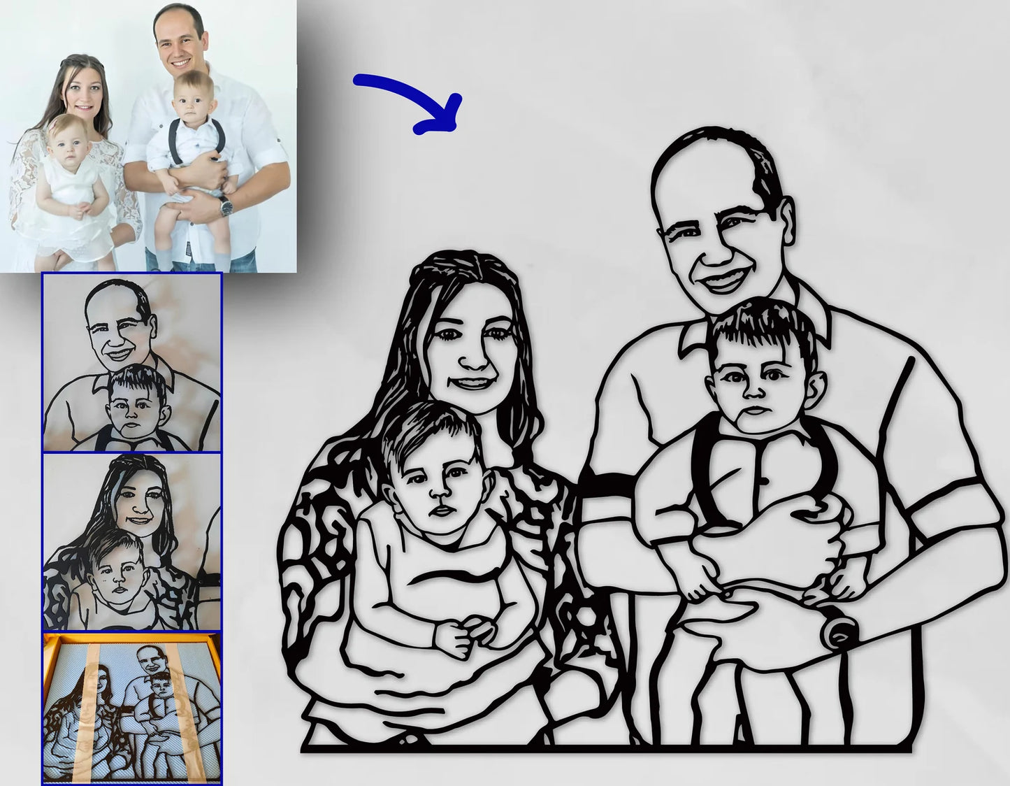 Laser Art Панно — портрет з фото на дереві