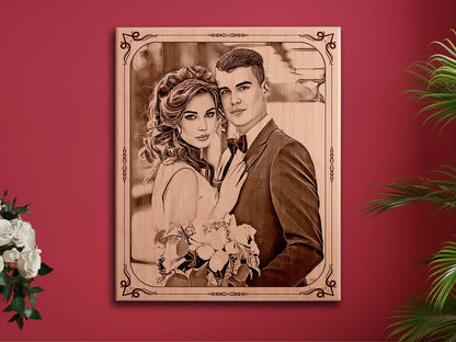 Гравійований портрет з фото на дереві — WoodArt Premium