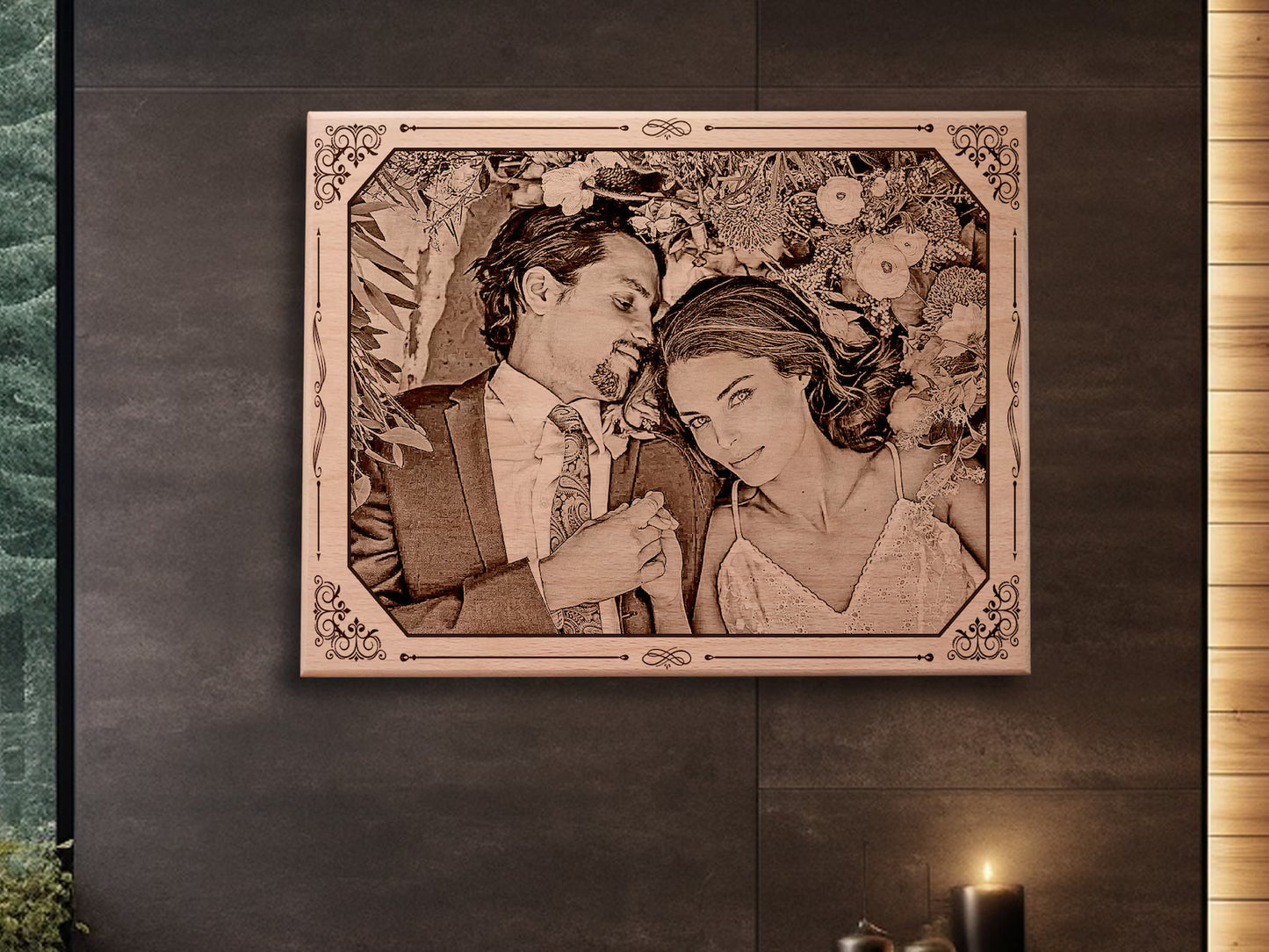 Гравійований портрет з фото на дереві — WoodArt Premium