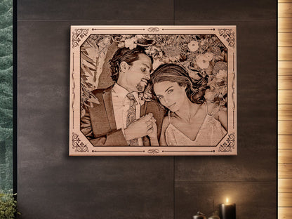 Гравійований портрет з фото на дереві — WoodArt Premium