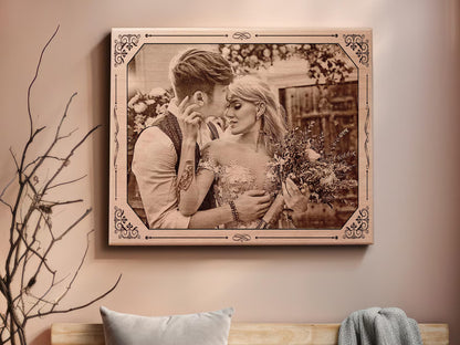 Гравійований портрет з фото на дереві — WoodArt Premium