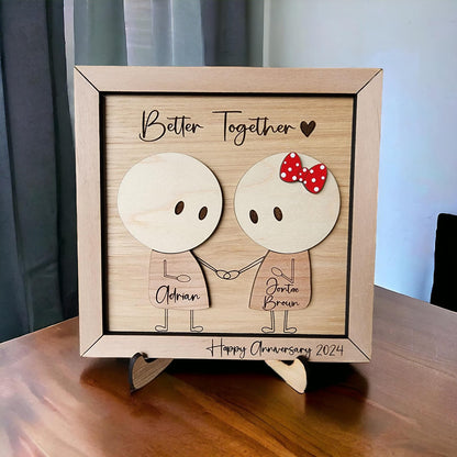 Краще разом — Іменна дерев’яна картина для пари