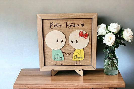 Краще разом — Іменна дерев’яна картина для пари