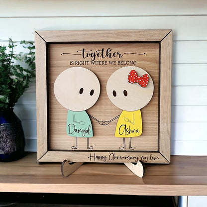 Краще разом — Іменна дерев’яна картина для пари